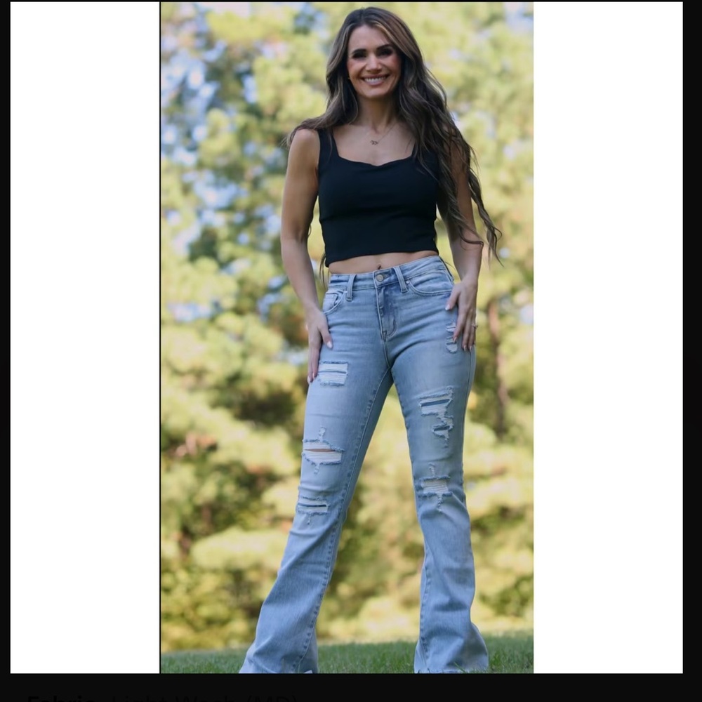 BME NWOT My Girl Light Patch Flare Jeans 7/27/34 - Picture 3 of 15